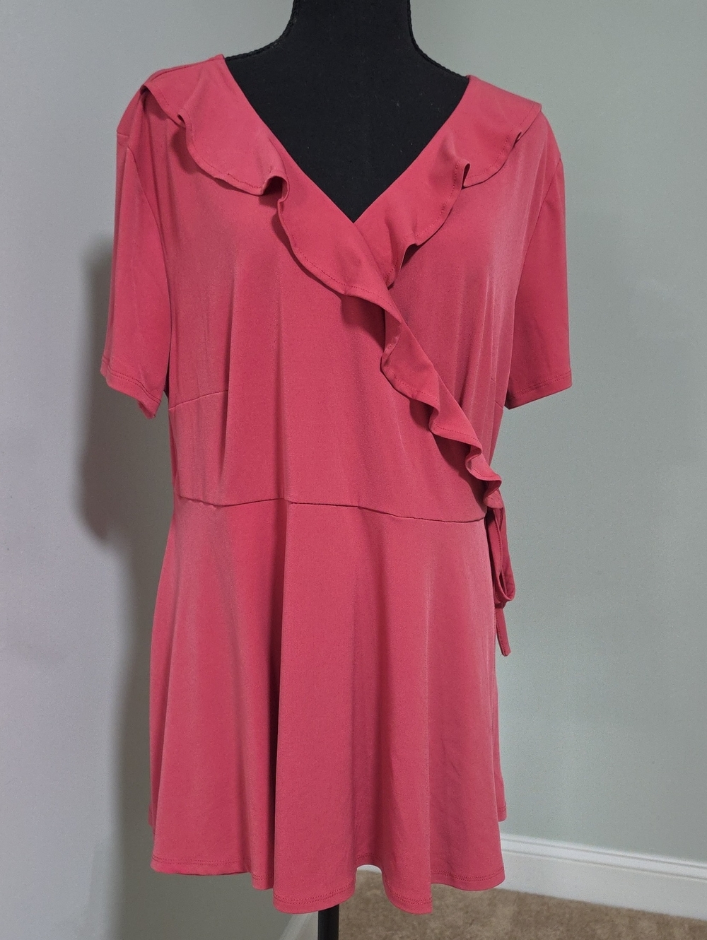 torrid Rose Pink Ruffle Wrap Babydoll Blouse - Size 2